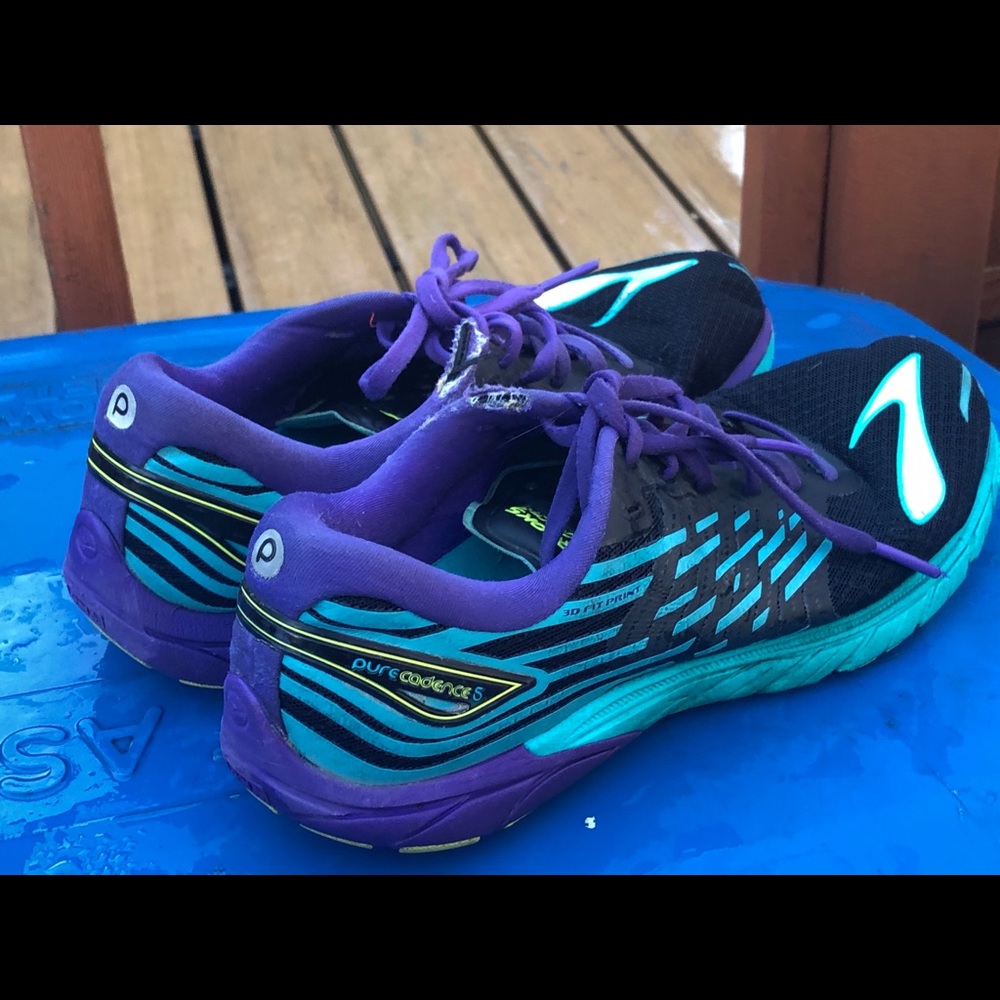 Brooks Pure Cadence 5 Black Purple Aqua Sneakers - Picture 5 of 11